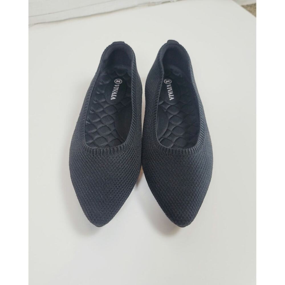VIVAIA Pointed-Toe Ballet Flats (Aria 5°) in BLACK, sz 8.5